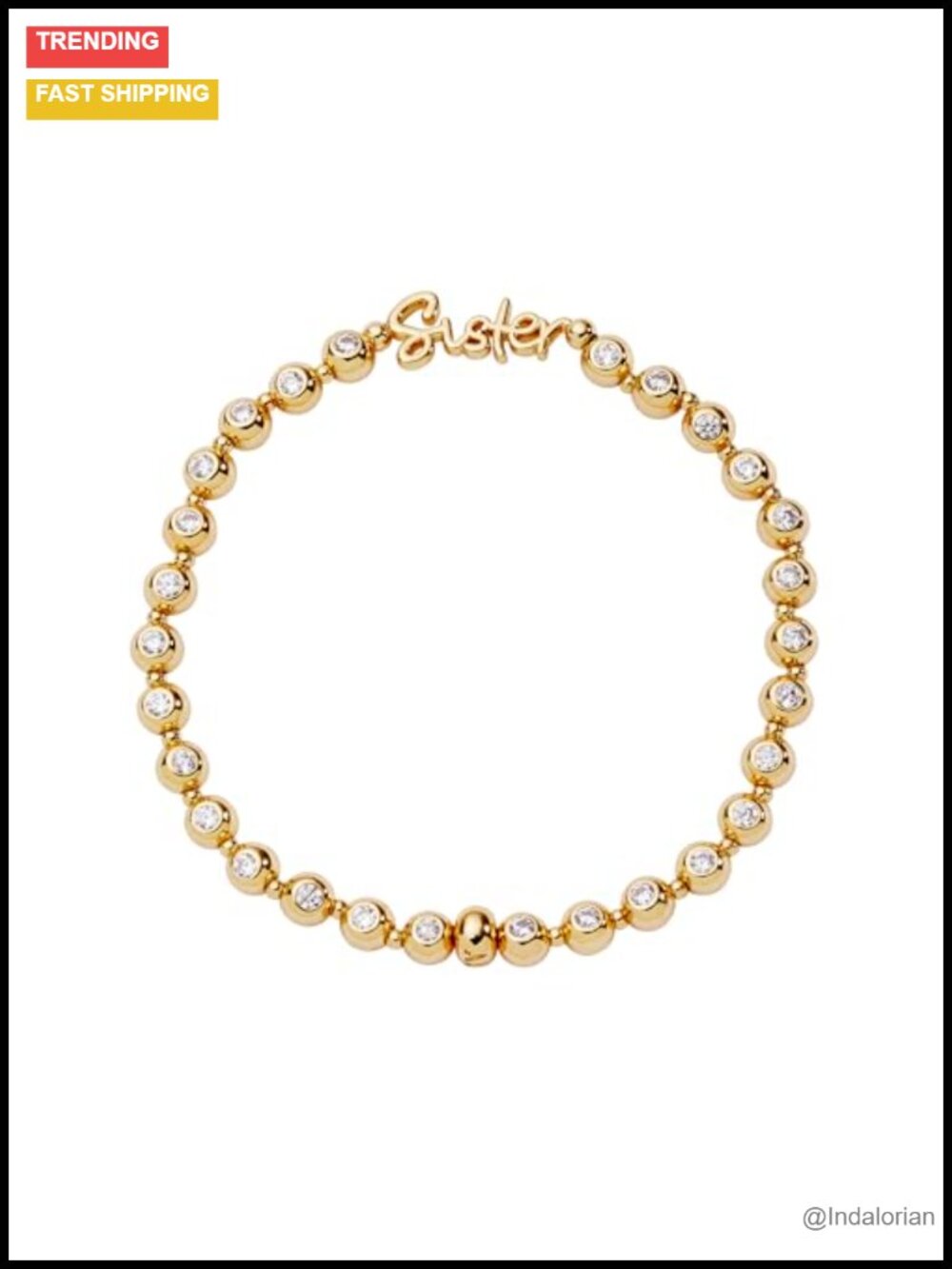 Gold Plated Stretch Bracelet for Women Sister Crystal